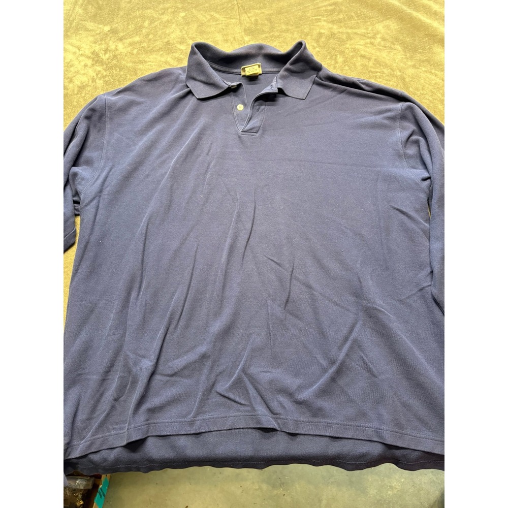 LL Bean Long Sleeve Polo Shirt Mens XL Regular Navy Blue Cotton Casual